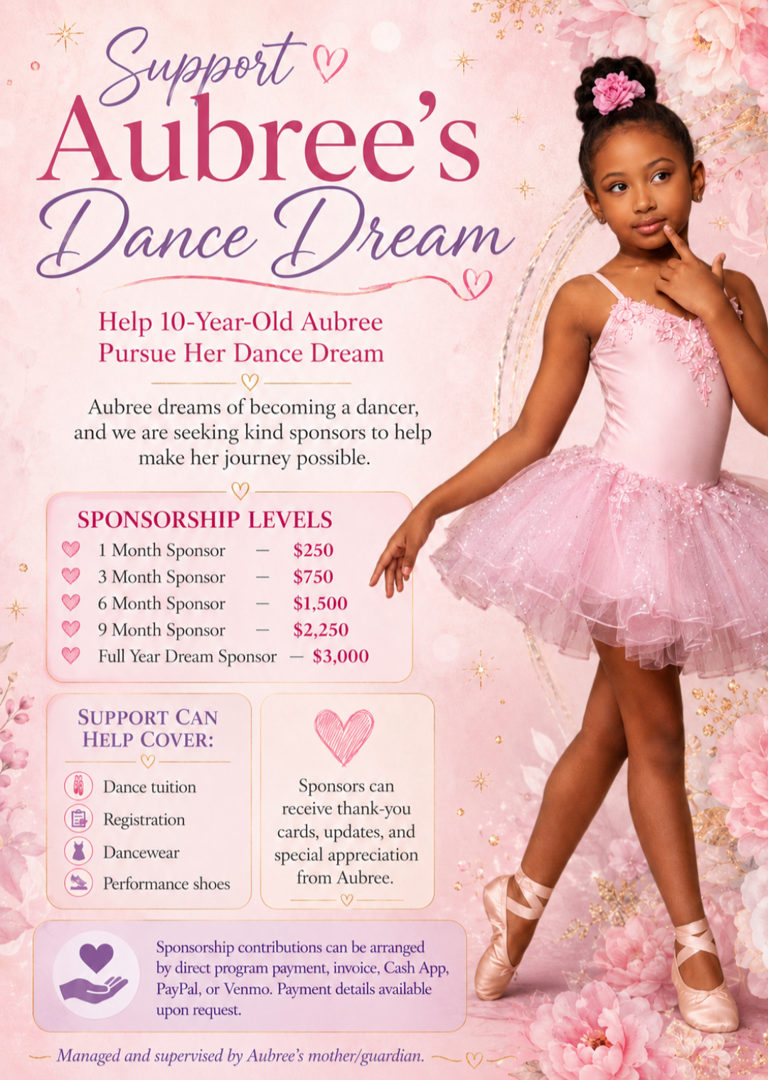 Sponsor Aubree’s Dance Dream 💕💃🏽